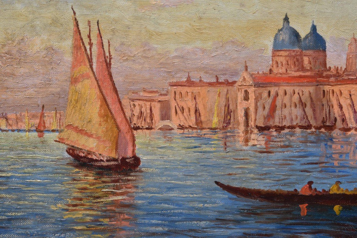 Leroy "the Grand Canal In Venice" Oil On Canvas 46x55-photo-1